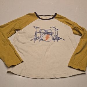 Kids' Long Sleeve Drum Graphic Tee - Cream & Yellow